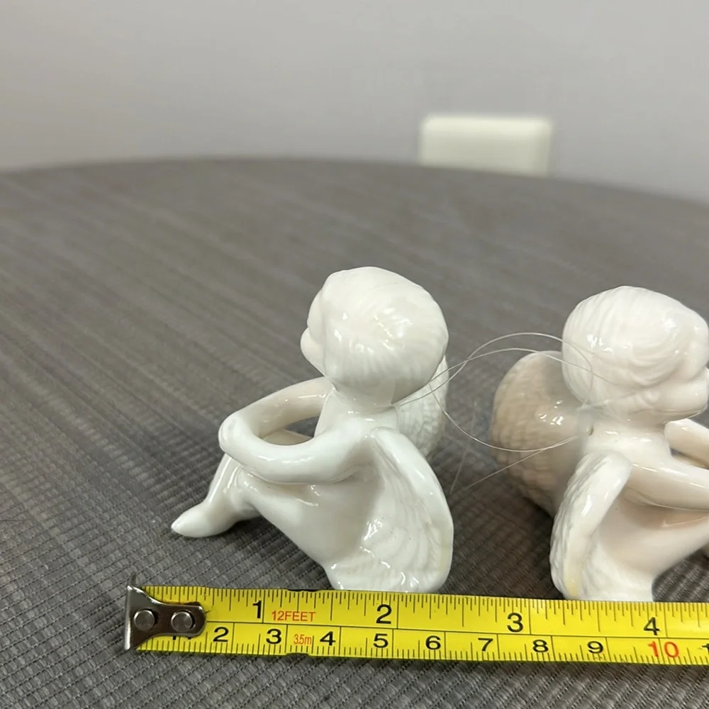 Set of 2 White Ceramic Angels -Vintage Decor